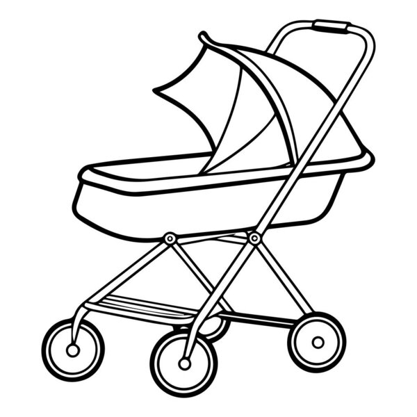 векторная иллюстрация детской коляски на прозрачном фоне