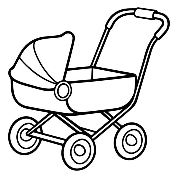 векторная иллюстрация детской коляски на прозрачном фоне