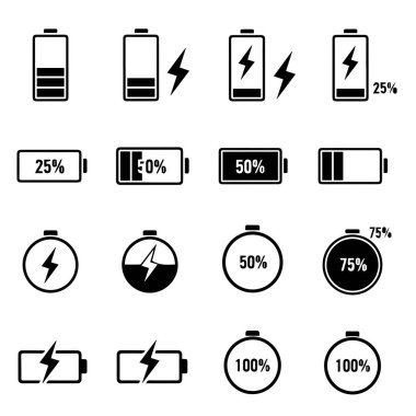 pil yükleme simgesi şeffaf arkaplanda ayarlandı