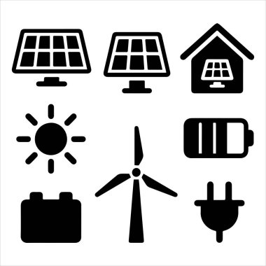 Çöl yenilenebilir enerjisindeki ince siyah siluet güneş panelleri