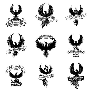 Keskin ayrıntılı tüy yükselen Phoenix çizgisi sanat yüksek kontrast beyaz arkaplan vektörü