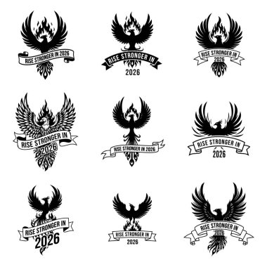 Motivasyonel tek renkli anka kuşu yükselen vektör yüksek kontrastlı pankart 