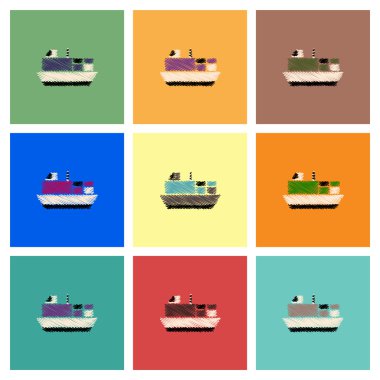 Vektör simgeler ve illüstrasyon gemi denizde koleksiyonu