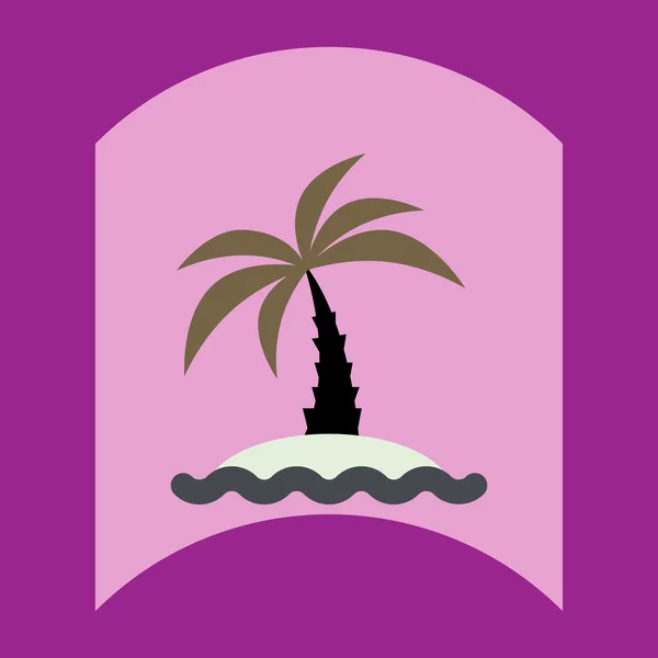 Lapos vektor ikonra design gyűjtemény pálmafa és a tenger — Stock Vector