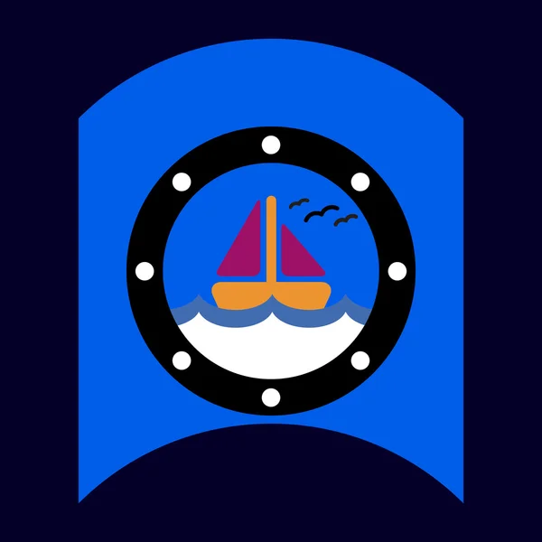 Vecteur plat icône design navire de collection en mer — Image vectorielle