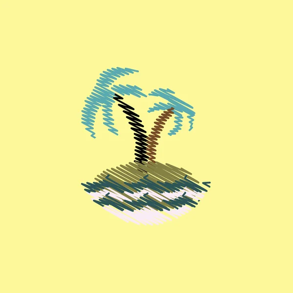 Vector plano icono diseño colección palmera y mar — Archivo Imágenes Vectoriales