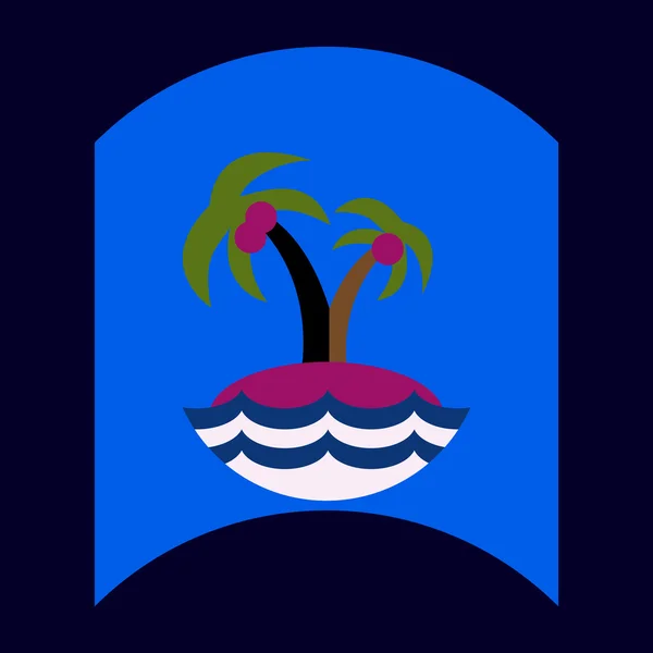 Vector plano icono diseño colección palmera y mar — Archivo Imágenes Vectoriales