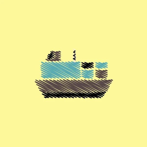 Vector plano icono diseño colección barco en el mar — Archivo Imágenes Vectoriales