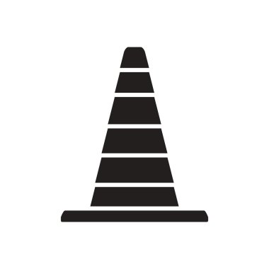 Beyaz arka plan trafik koni siyah vektör simgesine