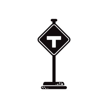 Beyaz arka plan yol işaret siyah vektör simgesine