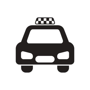 Beyaz arka plan taksi siluet siyah vektör simgesine