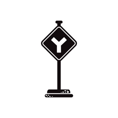 Beyaz arka plan yol işaret siyah vektör simgesine
