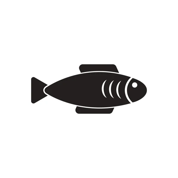 Black vector icon on white background fish silhouette — Stock Vector