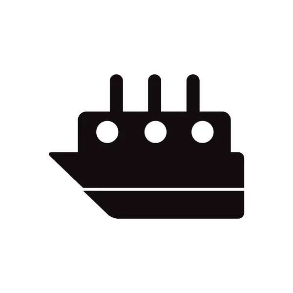 Zwarte vector pictogram op witte achtergrond schip in zee — Stockvector