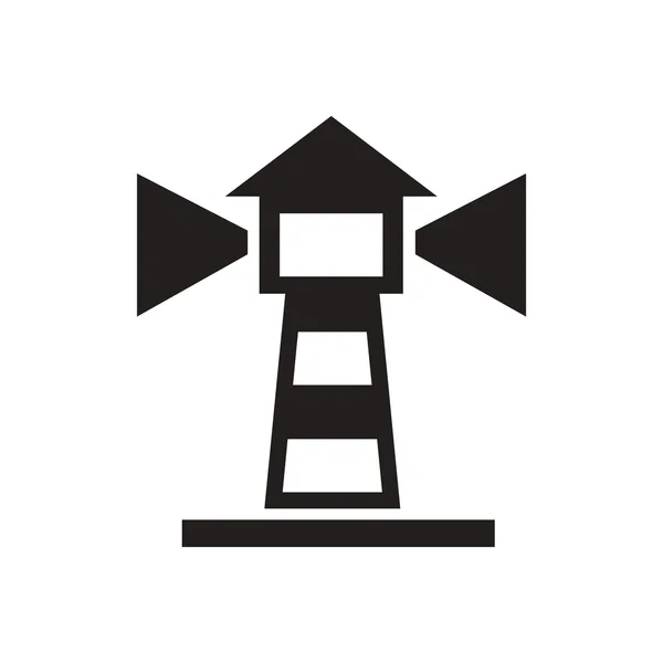 白い背景の灯台と信号に黒のベクトルのアイコン — ストックベクタ