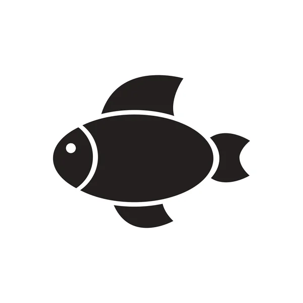 Black vector icon on white background fish silhouette — Stock Vector