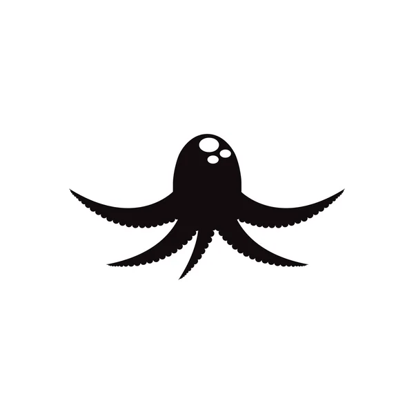 Black vector icon on white background octopus silhouette — Stock Vector