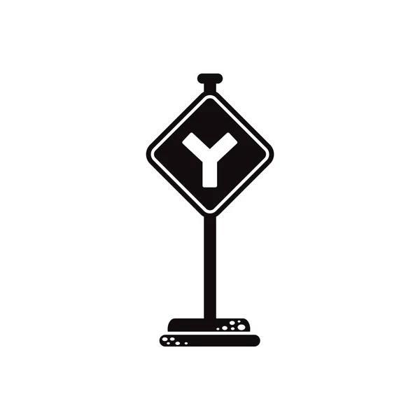 白い背景の道路標識に黒いベクター アイコン — ストックベクタ