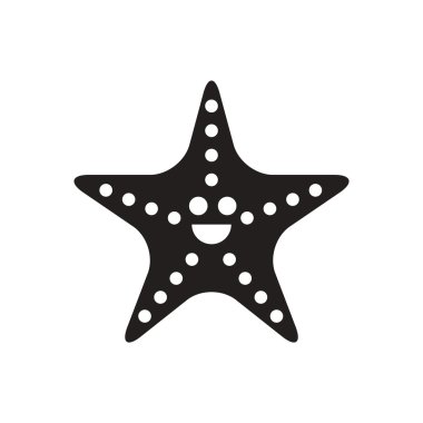 Beyaz arka plan denizyıldızı siluet siyah vektör simgesine