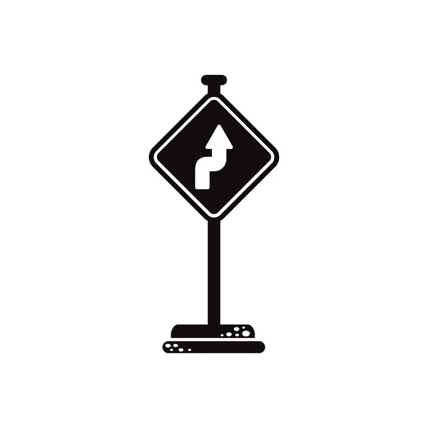 Icône vectorielle noire sur fond blanc panneau routier — Image vectorielle