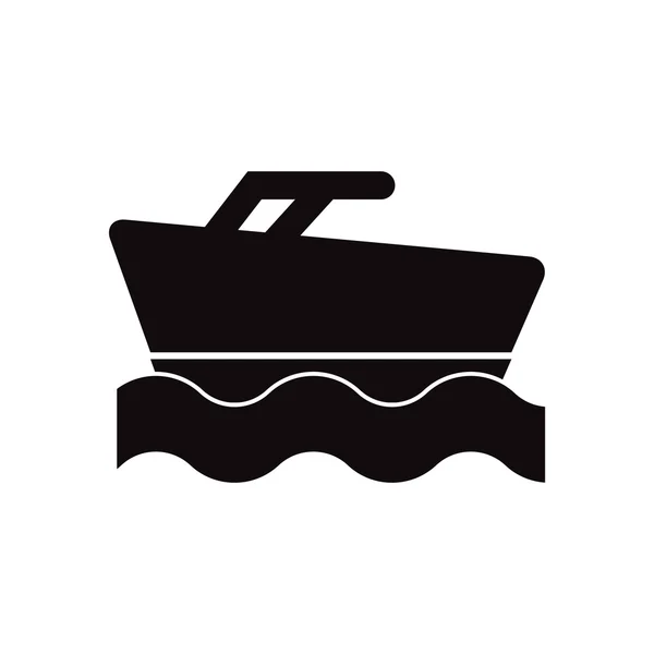 Icono de vector negro sobre fondo blanco barco en el mar — Vector de stock