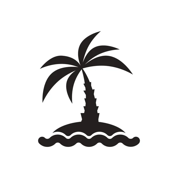 Icône vectorielle noire sur fond blanc palmier et mer Illustration De Stock