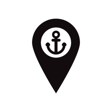 Beyaz arka plan deniz çapa siyah vektör simgesine