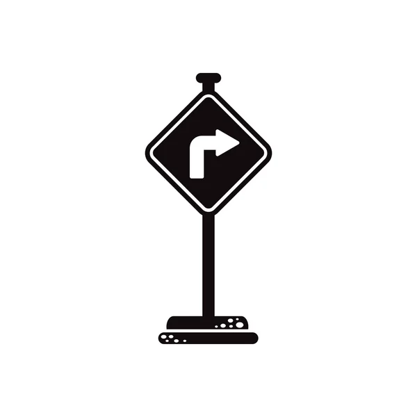 Black vector icon on white background road sign — Stock Vector