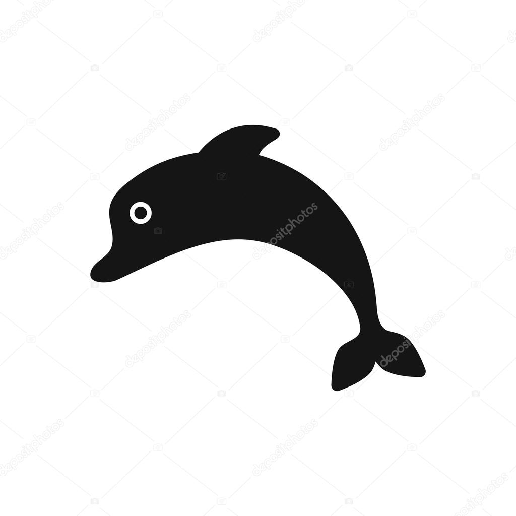 ícone de vetor preto na silhueta golfinho de fundo branco vetor de