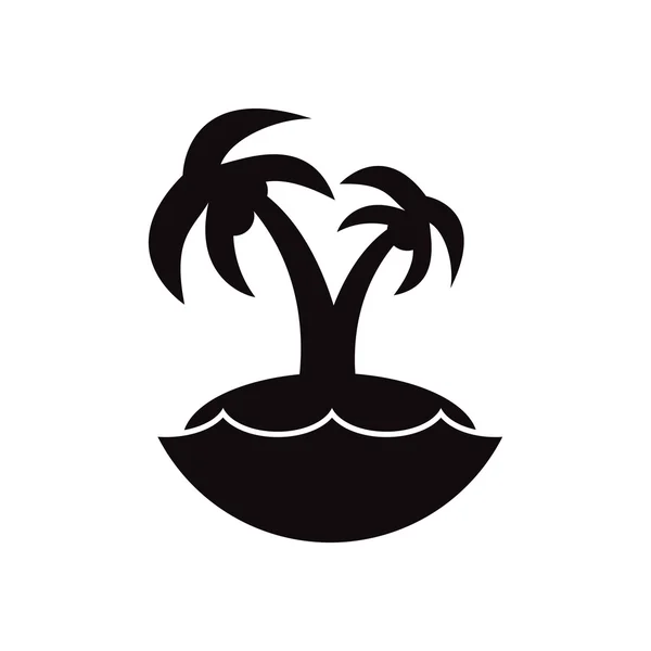Icône vectorielle noire sur fond blanc palmier et mer Vecteur En Vente