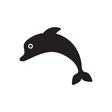 Beyaz arka plan yunus siluet siyah vektör simgesine