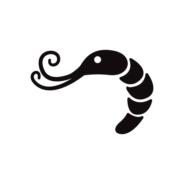 Black vector icon on white background sea shrimp — Stock Vector