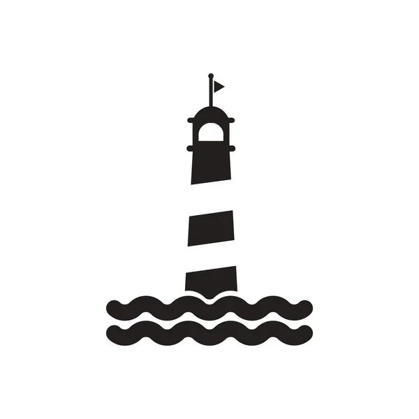 Icône vectorielle noire sur fond blanc phare et mer — Image vectorielle