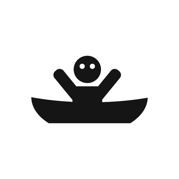 Black vector icon on white background man silhouette and boat — Stock Vector