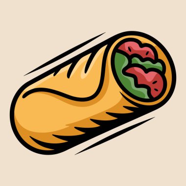 Retro Cartoon Burrito Mascot Character