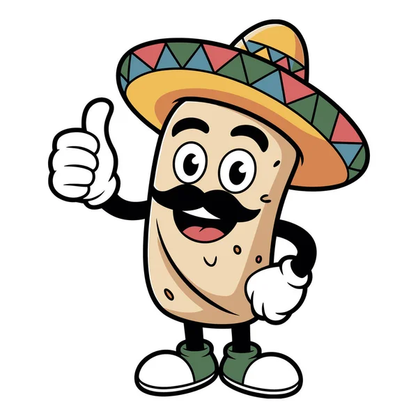 Retro Cartoon Burrito Mascot Character