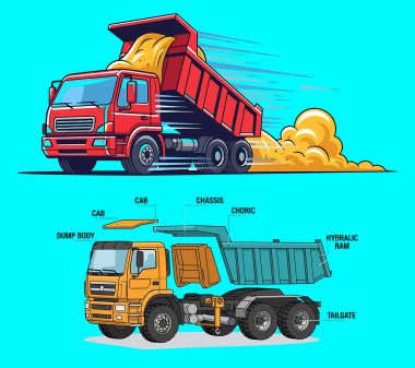 dökümlü kamyon vektör çizelgesi