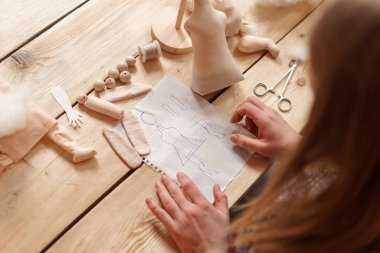 İş akışı, el yapımı bebekler yapma ustaları, tekstil el yapımı, retro tarzda. İnsan yüzlü bir tasarımcı bebeği. Bebeğin vücudunu şekillendiriyorum. Bebek yoldaş. Bebekler yaratmak, özel bir hediye.