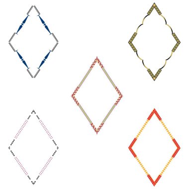 Elmas çerçeveli ikon. Renkli sınır sembolü. Basit bir taslak ayrıntısı. Vektör çerçeve amblemi. EPS 10.