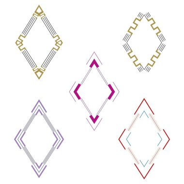 Elmas çerçeveli ikon. Pembe çiçek sembolü. Hassas taslak ayrıntıları. Vektör çerçeve amblemi. EPS 10.