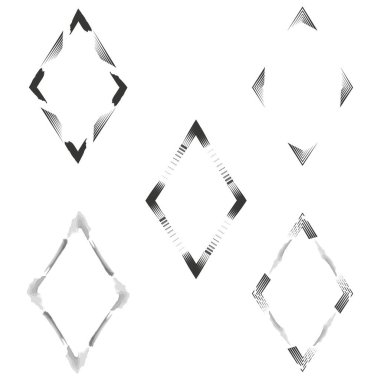 Elmas şekilli ikon. Noktalı çizgi sembolü. Soyut vektör deseni. Minimalist şebeke figürü. EPS 10.