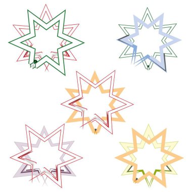 Kırık yıldız şekli. Soyut renkli bir patlama. Katmanlı yıldız patlaması taslağı. Vektör çarpıtılmış sembol. EPS 10.