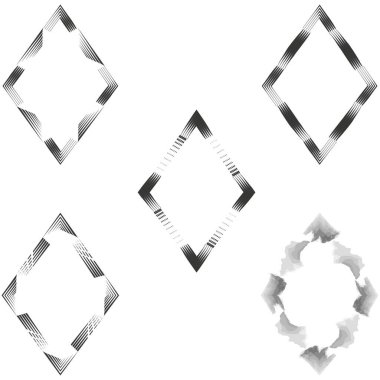 Çizgili çerçeve şekli. Elmas çizgili sınır. Monokrom soyut formu. Vektör grafik tasarımı. EPS 10.