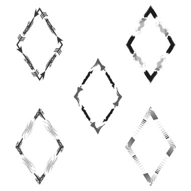 Grunge ok çerçevesi. Elmas mürekkep şeklinde. Fırça darbesi sınırı. Vektör kenarlı tasarım. EPS 10.