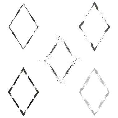 Elmas dizisi simgesi. Siyah vektör çizgisi. Geometrik şekil modeli. Beyaz arka plan düzeni. EPS 10.