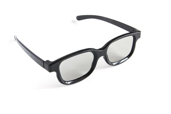 Óculos 3D para casal de vídeo estéreo jazem na lente de fundo azul e vermelha preta — Fotografia de Stock