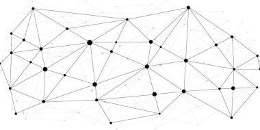 Soyut küresel şablon geometrik çokgen uzay arkaplanı ve bokeh noktaları ve çizgileri ile ağ bağlantıları. Illustration Vector dijital teknoloji tasarımı konsepti. Genel ağ bağlantısı.