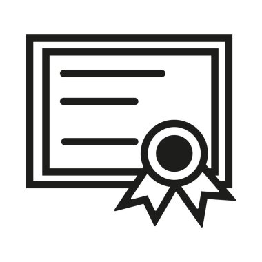 Sertifika Simgesi Tanıma ve Takdir Ödülü. Sertifika satırı simgesi, okul sertifikası, Geçerlilik Simgesi. Sertifika simgesi siyah beyaz olarak ayarlandı. Diploma vektör illüstrasyonunu imzaladı.