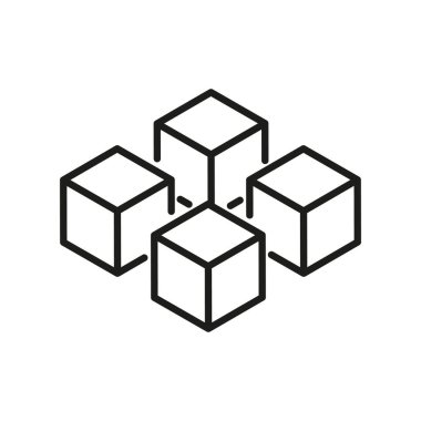 Hazırlama, 3D görüntüleme, 3D nesne, 3D döndürme, 3D modelleme, geometrik, boyut taslak simgesi. 3 boyutlu küp çizgisi simgesi. Küp Yeniden Yükleme Hattı Simgesi. 3B Nesne, Modül Paketleyici Simgesi.