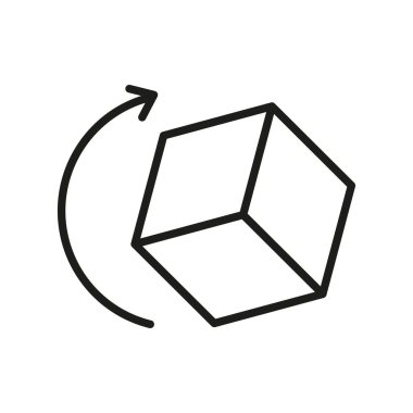 Hazırlama, 3D görüntüleme, 3D nesne, 3D döndürme, 3D modelleme, geometrik, boyut taslak simgesi. 3 boyutlu küp çizgisi simgesi. Küp Yeniden Yükleme Hattı Simgesi. 3B Nesne, Modül Paketleyici Simgesi.